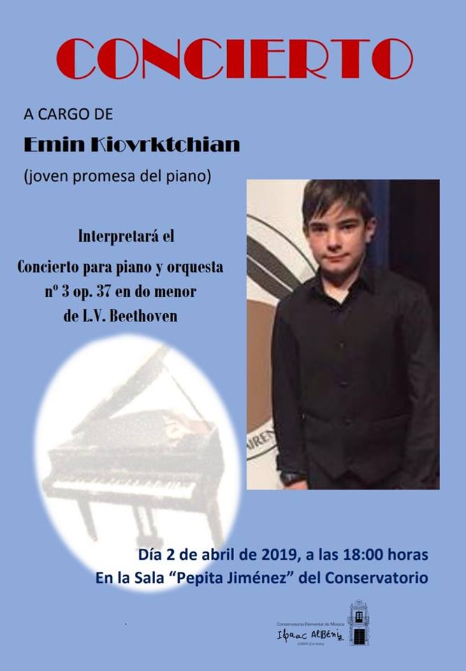 Concierto del pianista Emin Kiovrktchian una joven promesa